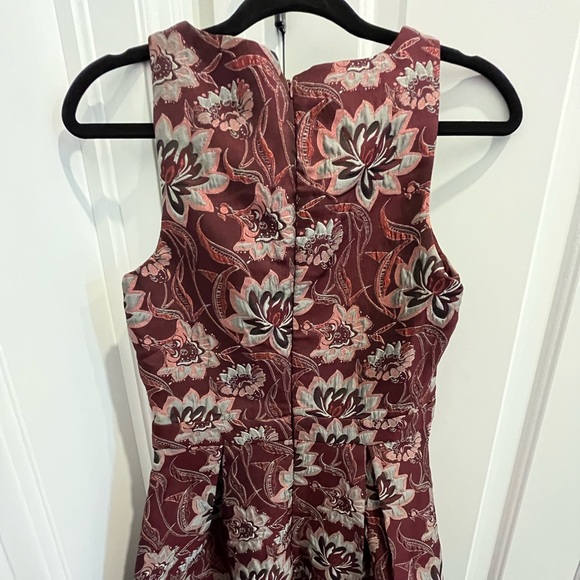 Francesca’s Maroon Brocade Print Fit & Flare Dress - Picture 4 of 8